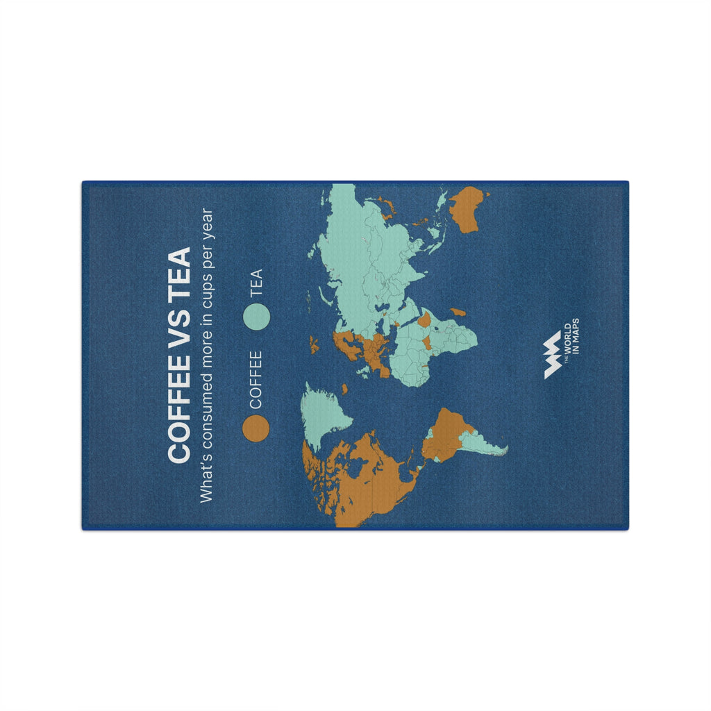 Coffee vs Tea World Map Microfiber Tea Towel