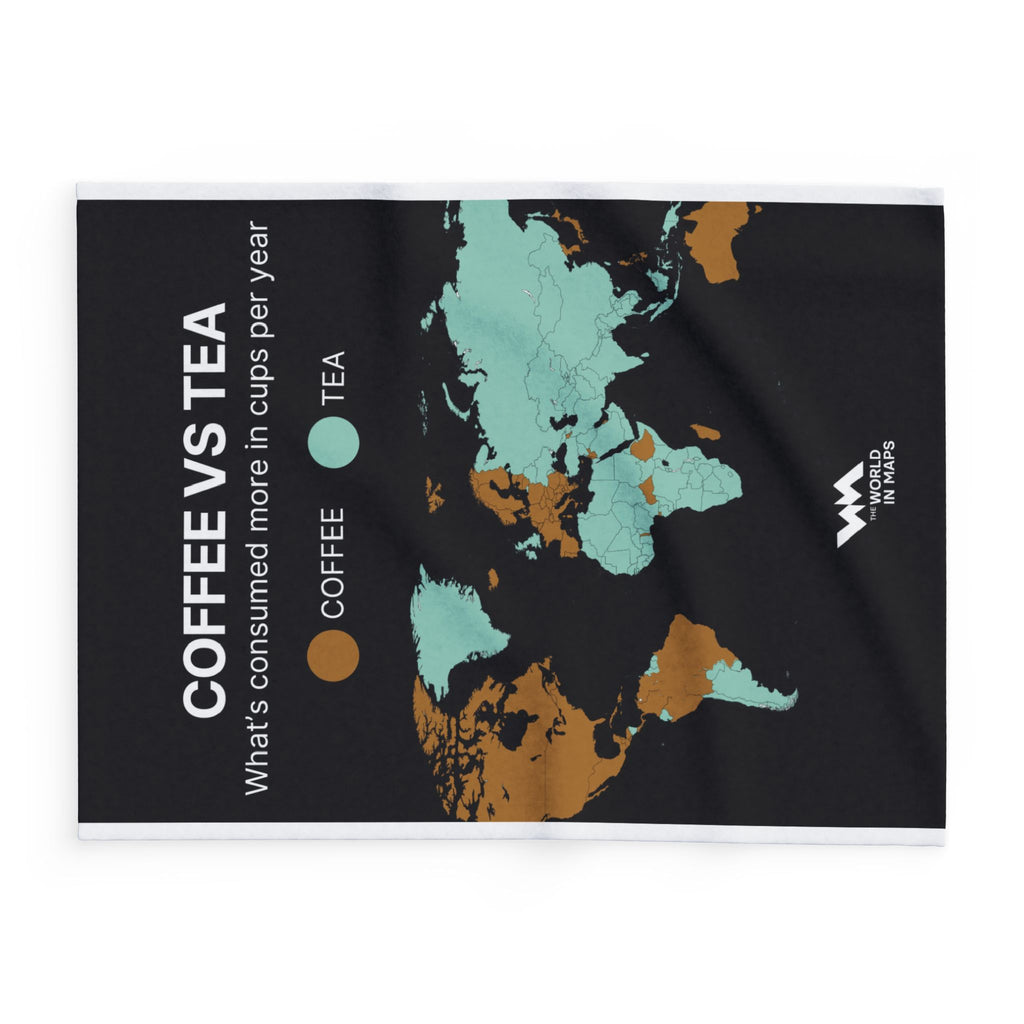 Coffee vs Tea World in Maps Fleece Blanket