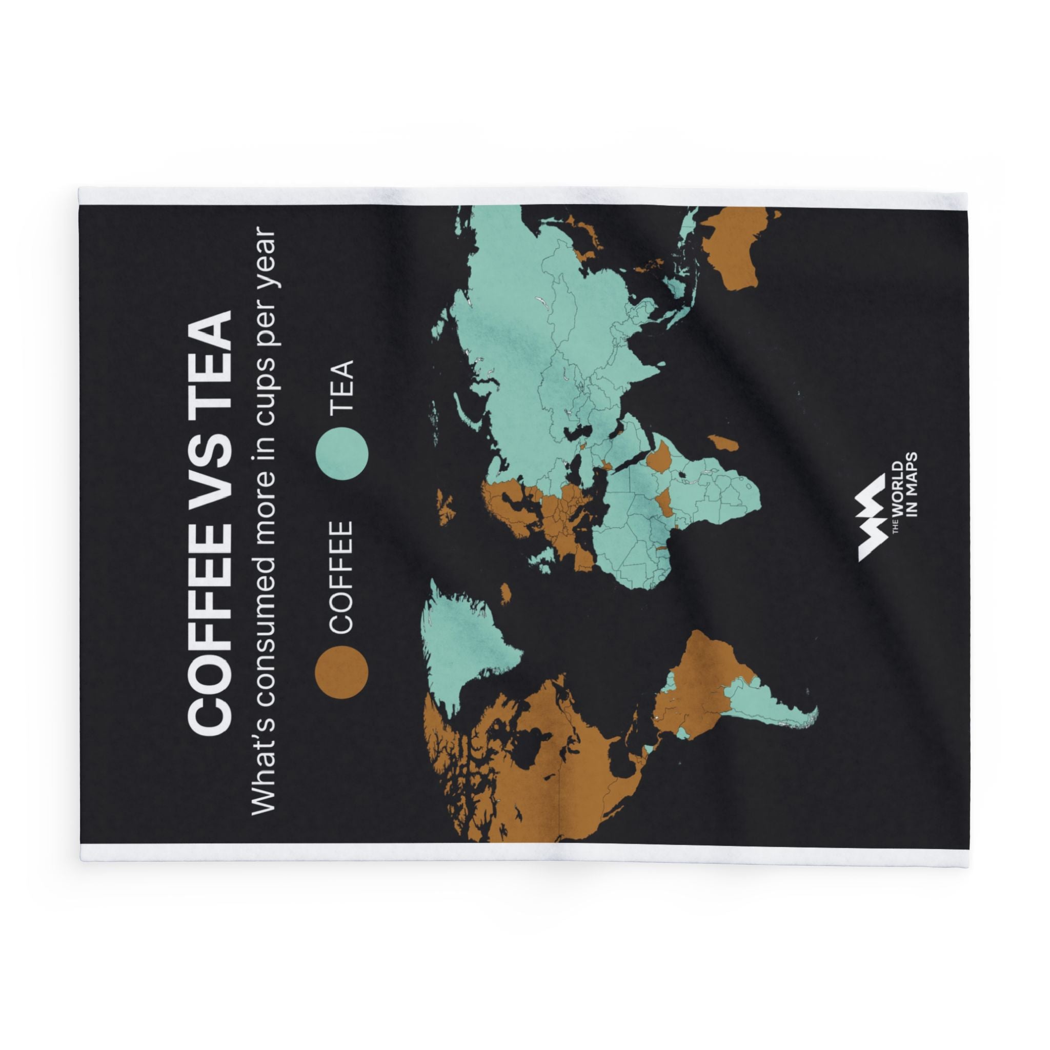 Coffee vs Tea World in Maps Fleece Blanket