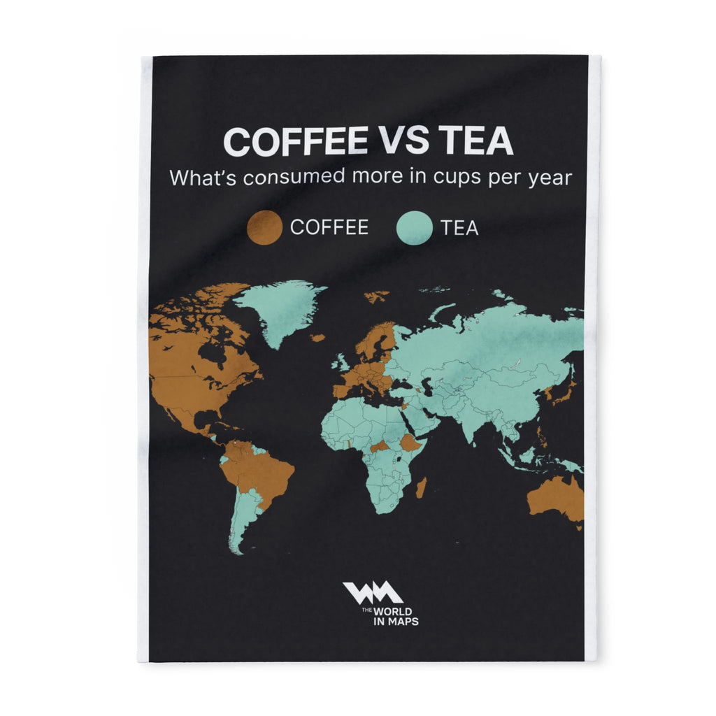 Coffee vs Tea World in Maps Fleece Blanket