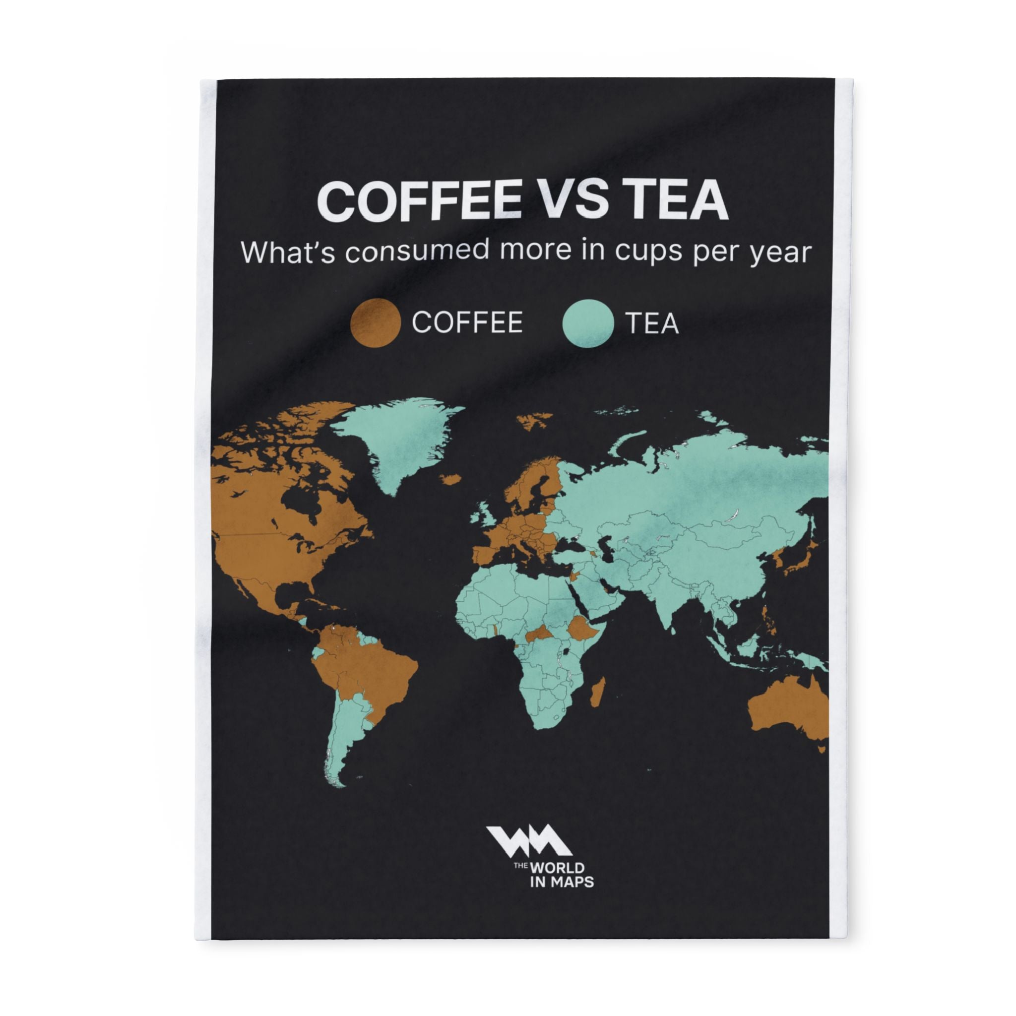 Coffee vs Tea World in Maps Fleece Blanket