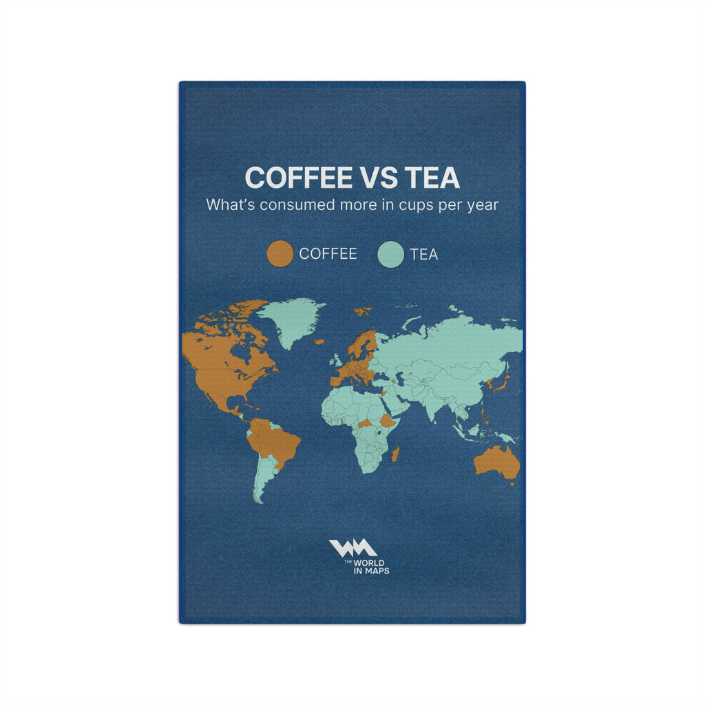 Coffee vs Tea World Map Microfiber Tea Towel